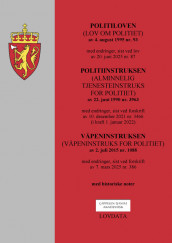 Omslag - Politiloven (lov om politiet) m/politiinstruksen og våpeninstruksen