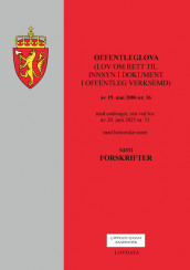 Omslag - Offentleglova (lov om rett til innsyn i dokument i offentleg verksemd) m/forskrifter